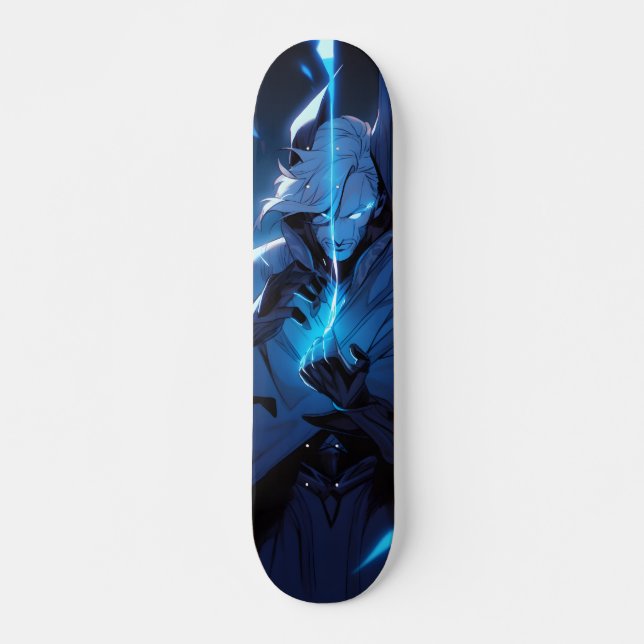 Blue Anime Skateboard with Magical Powers  (Front)
