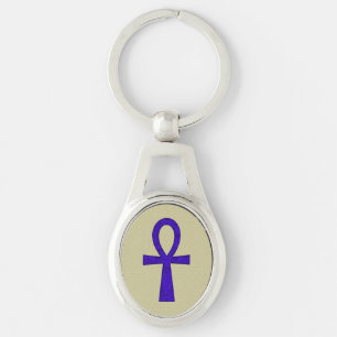 Blue Ankh Premium Metal Keychains