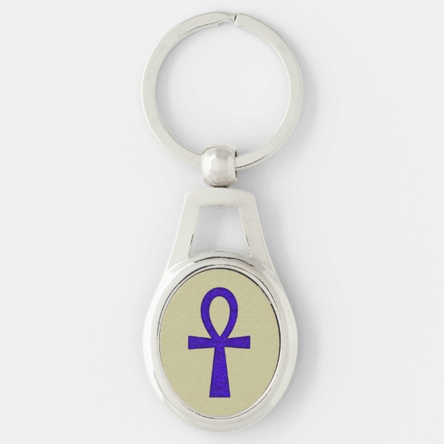 Blue Ankh Premium Metal Keychains (Front)