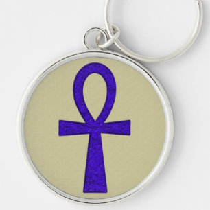 Blue Ankh Square Premium Keychain