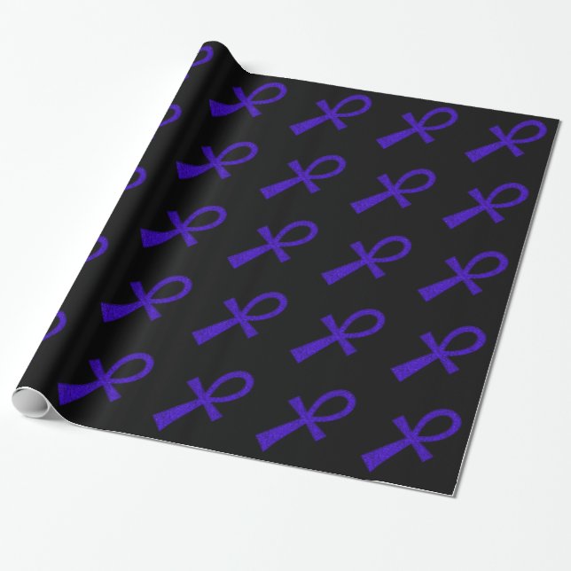 Blue Ankh Wrapping Paper (Unrolled)
