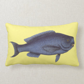 Blue antique fish vintage pillow