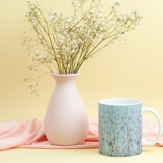 Blue antique floral pattern   bone china mug (Creator Uploaded)