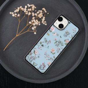 Blue antique floral pattern Case-Mate iPhone 14 case