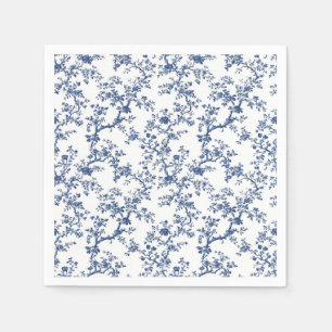 Blue Antique Floral Toile Garden Party Paper Napki Napkin