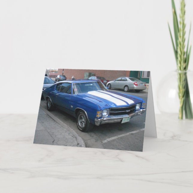 "Blue Antique Stillwater Car" Get Well Card (Front)