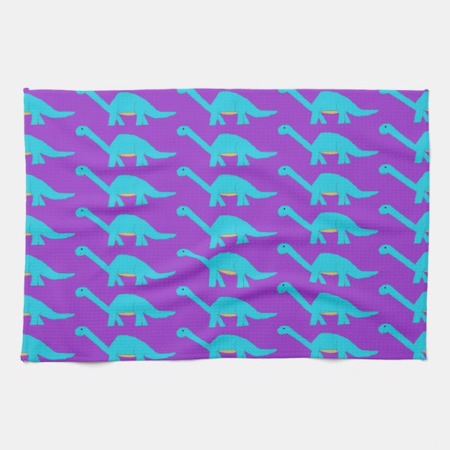 Blue Apatosauruses towel. Tea Towel (Horizontal)