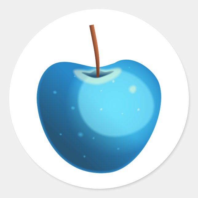 Blue Apple Classic Round Sticker (Front)