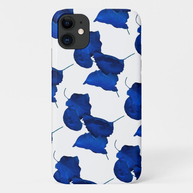 Blue Apricot Tree Leaves iPhone 11 Case (Back)