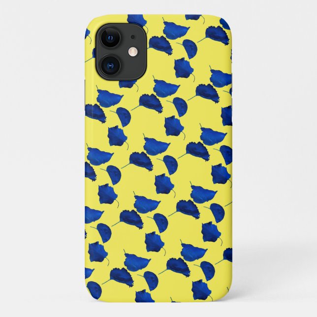 Blue Apricot Tree Leaves iPhone 11 Case (Back)