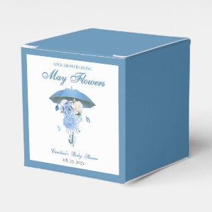 Blue April Showers Bring May Flower Baby Shower Favour Box