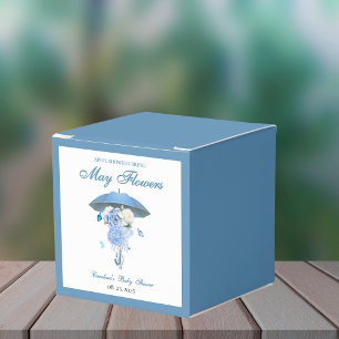 Blue April Showers Bring May Flower Baby Shower Favour Box