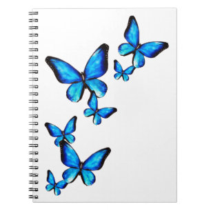 Blue aqua butterfly watercolor Spiral Notebook