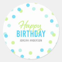 Blue Aqua Green Confetti Happy Birthday