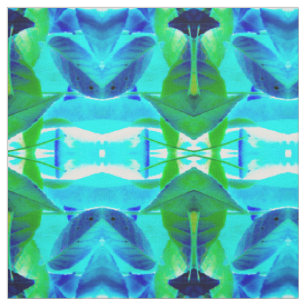 Blue Aqua Leaves Fabric