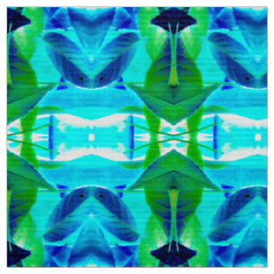 Blue Aqua Leaves Fabric