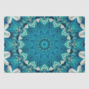 Blue Aqua Mandala Rosette Retro Hippie Tissue Paper