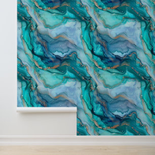 Blue Aqua Marble Abstract Wallpaper