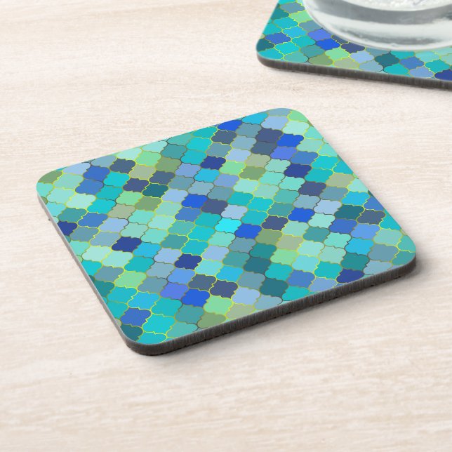 Blue Aqua Moroccan Mosaic Coaster (Left Side)