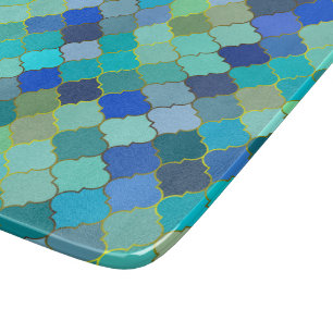 Blue Aqua Moroccan Mosaic Pattern Cutting Board