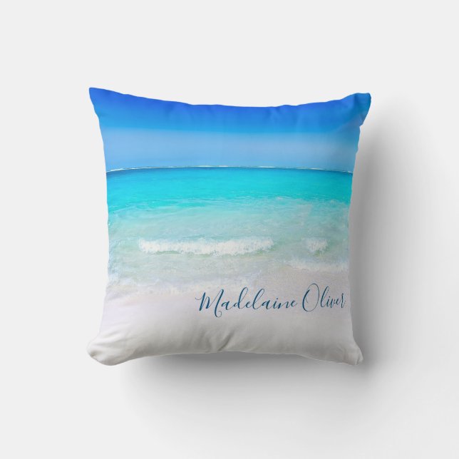 Blue Aqua Ocean Sea Beach Coastal  Personal  Cushion (Front)