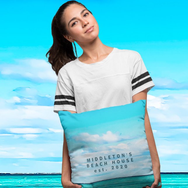 Blue Aqua Ocean Sky Coastal Personal Family Cushion (Creator Uploaded)