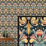 Blue Aqua Pink Gold Art Nouveau  Wallpaper<br><div class="desc">Blue Aqua Pink Gold Art Nouveau Wallpaper</div>