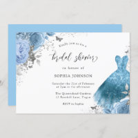 Blue Aqua Silver Dress & Flowers Bridal Shower