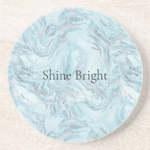 Blue Aqua Silver Marble Coaster