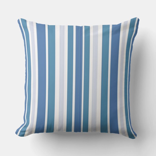Blue Aqua Striped Cushion (Front)