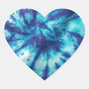 Blue Aqua Tie-Dye Heart Sticker