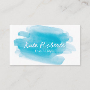 Blue Aqua Watercolor business card creative