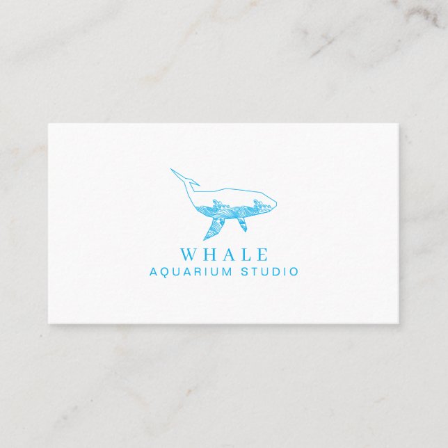 Blue Aquarium Whale Surf Business Card (Front)