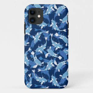 Blue Aquatic Pattern - Koi Fish iPhone 11 Case