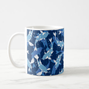 Blue Aquatic Pattern - Koi Fish Coffee Mug