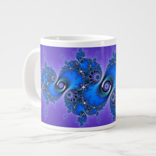 Blue Arabesque on Purple - sparkly Julia fractal Large Coffee Mug