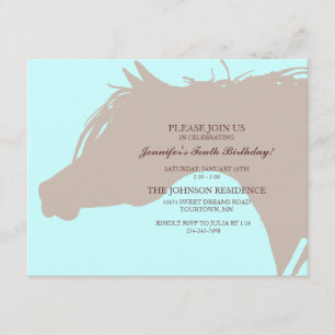 Blue Arabian Horse Head Birthday Party Invitation