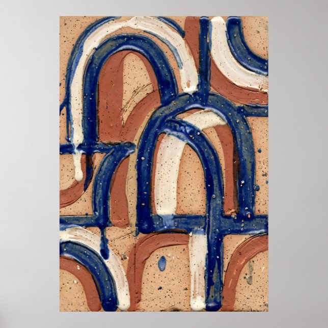 Blue Arch Abstract Pattern Poster (Front)