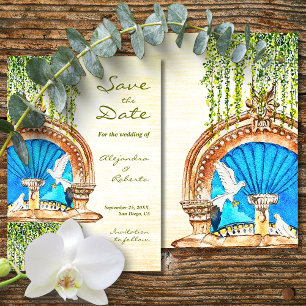 Blue Arch Baroque Mexican Wedding Save The Date