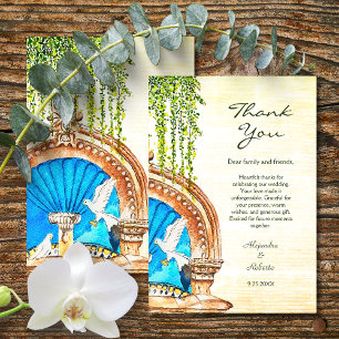 Blue Arch Baroque Mexican Wedding Thank You Card
