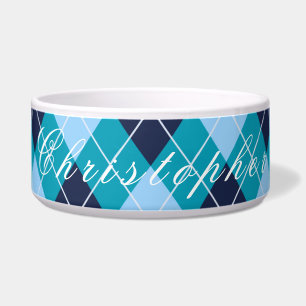 Blue Argyle Black Custom Name pet