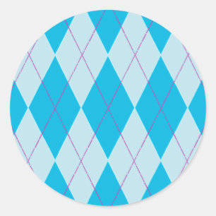 Blue Argyle Classic Round Sticker