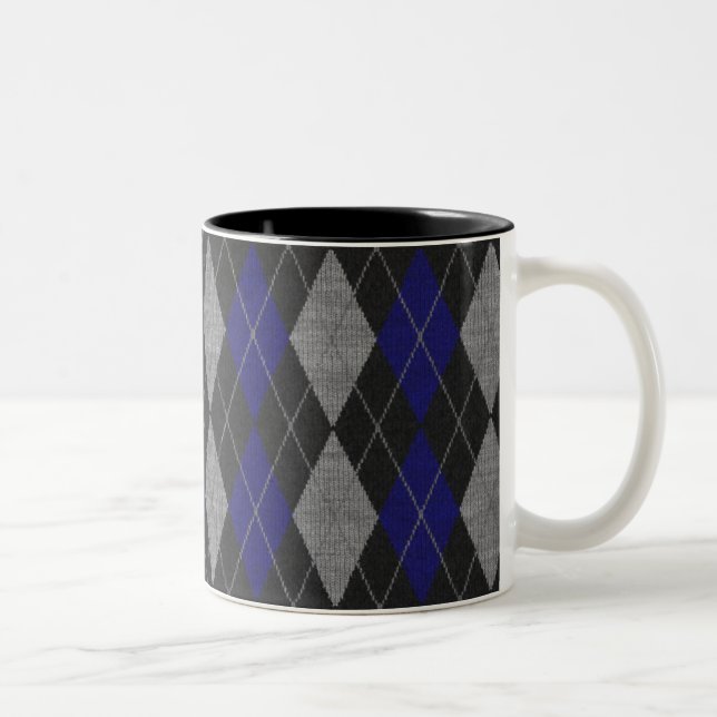 Blue Argyle Coffee Mug (Right)