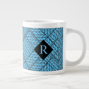 BLUE ARGYLE KNIT Big Mug + Initial II