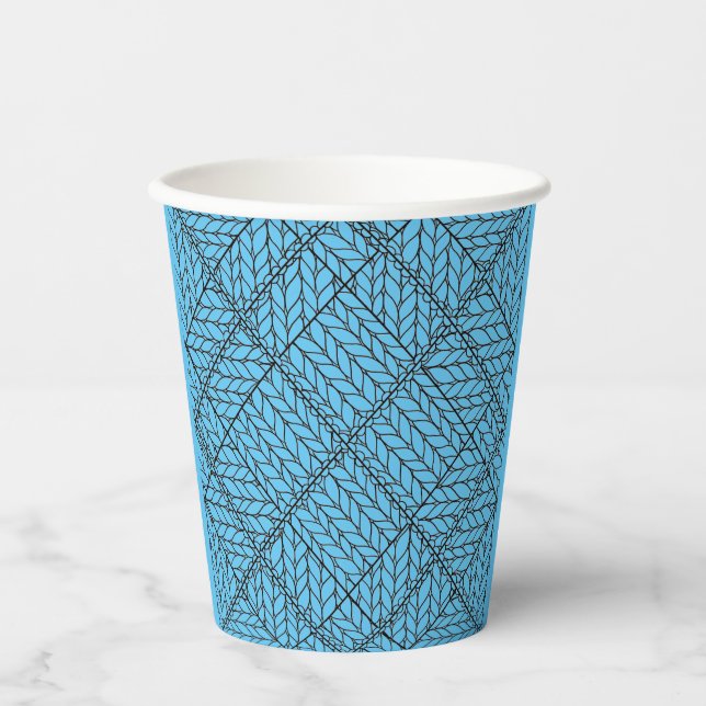 BLUE ARGYLE KNIT Paper Cups (Front)