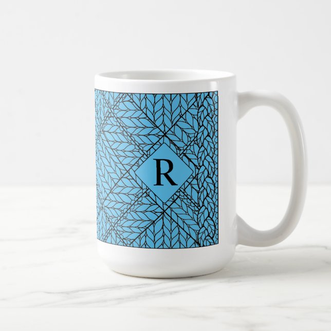 BLUE ARGYLE KNIT Tall White Mug + Text  (Right)