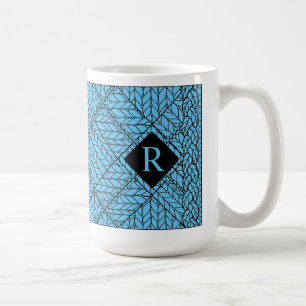 BLUE ARGYLE KNIT Tall White Mug + Text II