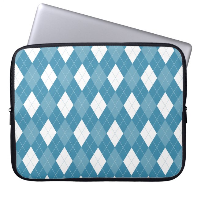 Blue Argyle Laptop Sleeve (Front)