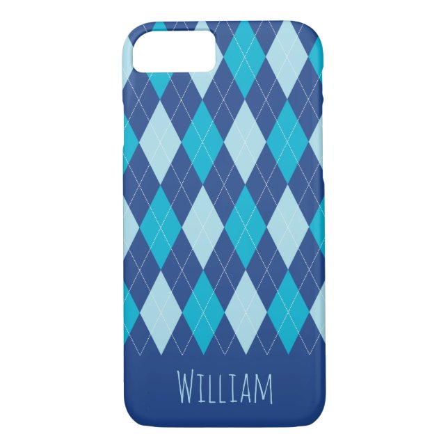Blue Argyle Pattern iPhone 7/8 Case (Back)