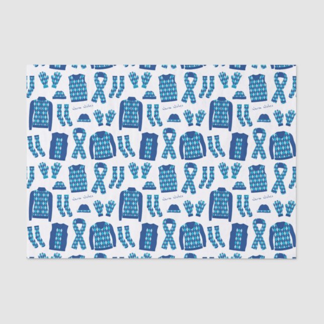 Blue Argyle Pattern Items Tissue Paper (Front)
